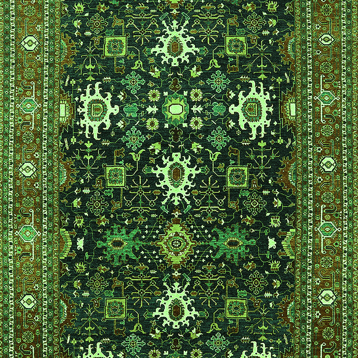 Machine Washable Oriental Green Traditional Area Rugs, wshurb2841grn