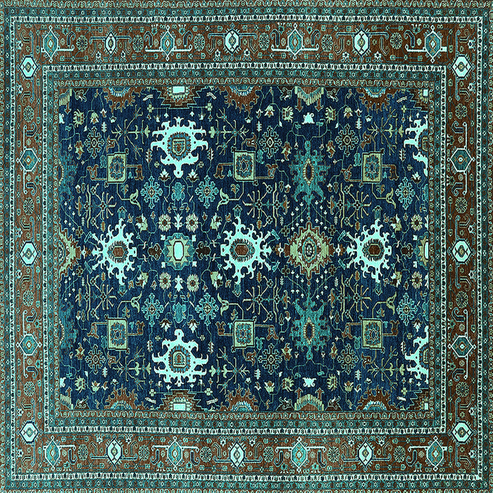 Square Oriental Turquoise Traditional Rug, urb2841turq