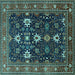 Square Oriental Turquoise Traditional Rug, urb2841turq