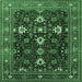 Square Oriental Emerald Green Traditional Rug, urb2841emgrn