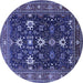 Round Oriental Blue Traditional Rug, urb2841blu