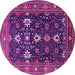 Round Machine Washable Oriental Pink Traditional Rug, wshurb2841pnk