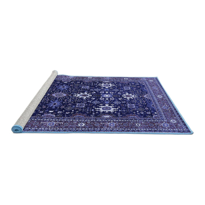 Sideview of Machine Washable Oriental Blue Traditional Rug, wshurb2841blu