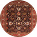 Round Oriental Orange Traditional Rug, urb2841org