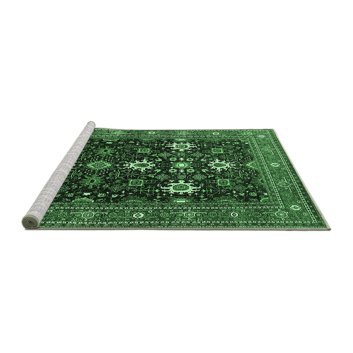 Sideview of Machine Washable Oriental Emerald Green Traditional Area Rugs, wshurb2841emgrn