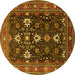 Round Oriental Yellow Traditional Rug, urb2841yw