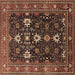 Square Oriental Brown Traditional Rug, urb2841brn