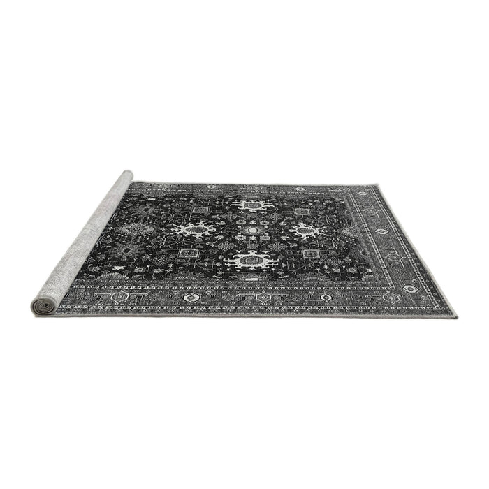 Sideview of Machine Washable Oriental Gray Traditional Rug, wshurb2841gry