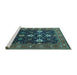 Sideview of Machine Washable Oriental Turquoise Traditional Area Rugs, wshurb2841turq