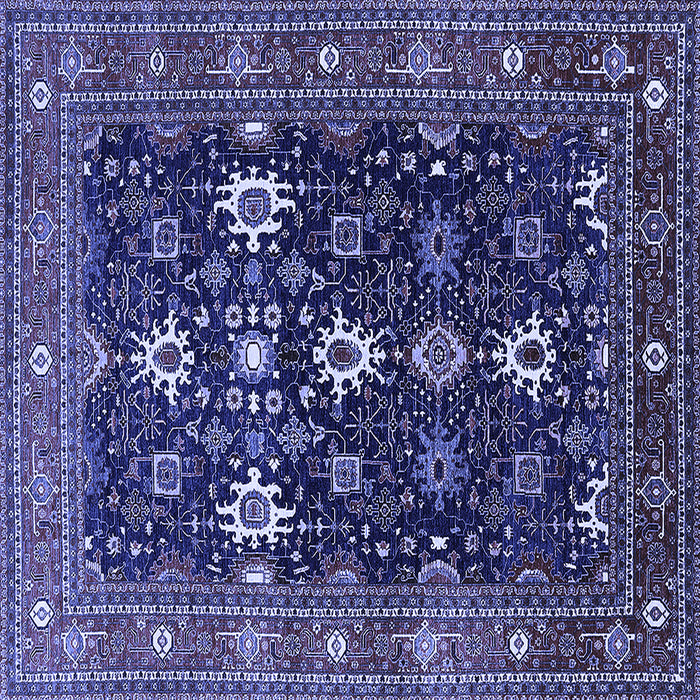 Square Machine Washable Oriental Blue Traditional Rug, wshurb2841blu
