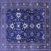Square Machine Washable Oriental Blue Traditional Rug, wshurb2841blu