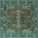 Square Machine Washable Oriental Turquoise Industrial Area Rugs, wshurb2842turq