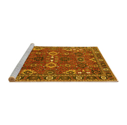 Sideview of Machine Washable Oriental Yellow Industrial Rug, wshurb2842yw