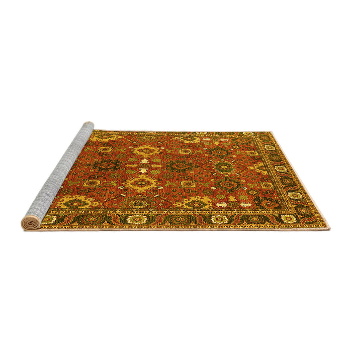 Sideview of Machine Washable Oriental Yellow Industrial Rug, wshurb2842yw