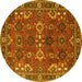 Round Oriental Yellow Industrial Rug, urb2842yw