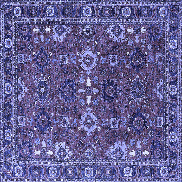 Square Machine Washable Oriental Blue Industrial Rug, wshurb2842blu