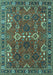 Machine Washable Oriental Turquoise Industrial Area Rugs, wshurb2842turq