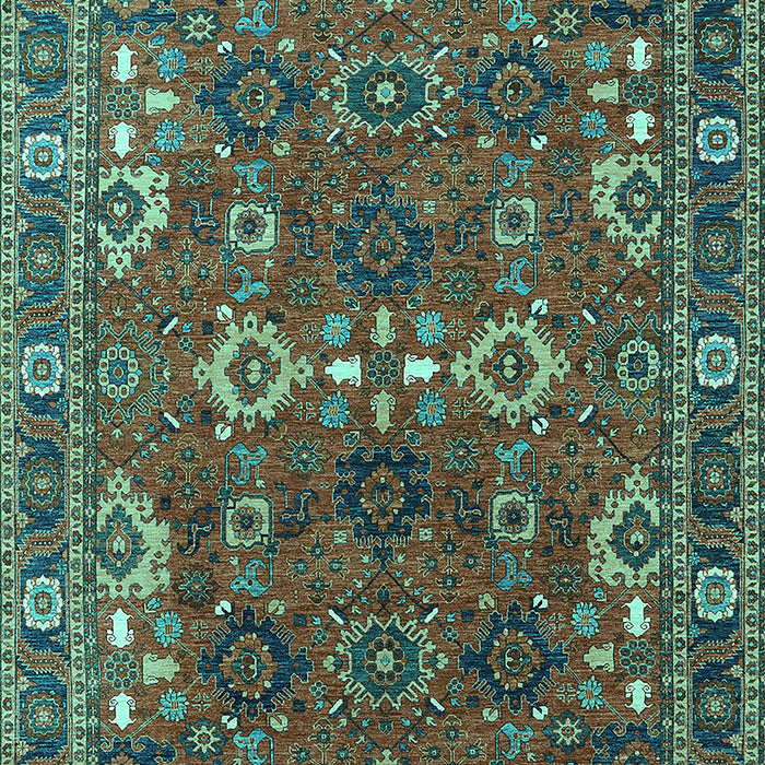 Machine Washable Oriental Turquoise Industrial Area Rugs, wshurb2842turq