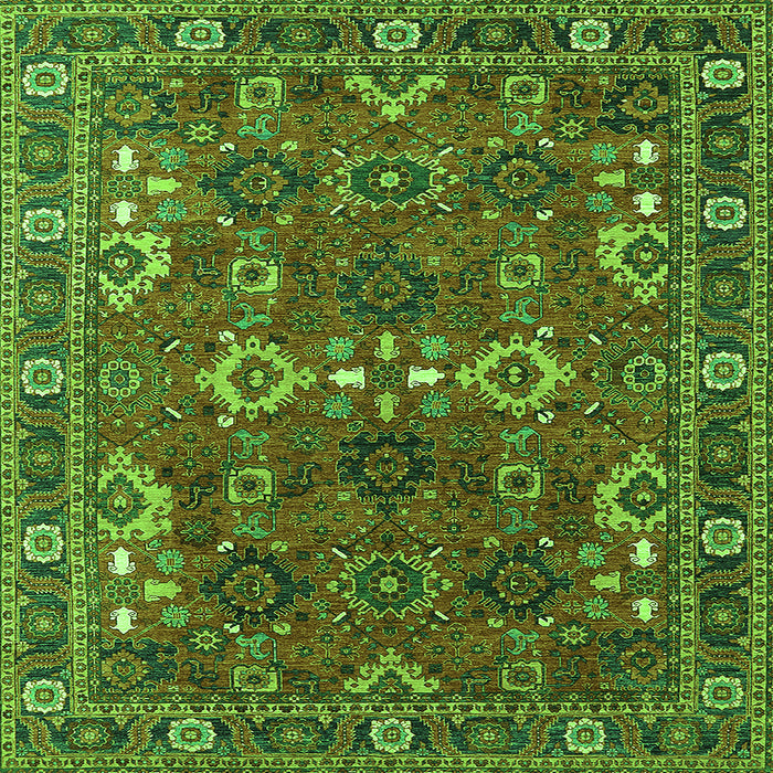 Square Machine Washable Oriental Green Industrial Area Rugs, wshurb2842grn