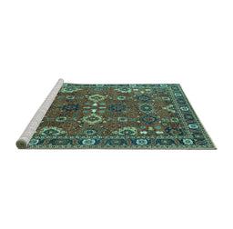 Sideview of Machine Washable Oriental Turquoise Industrial Area Rugs, wshurb2842turq