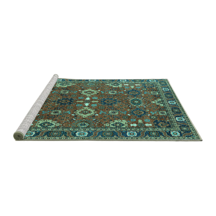 Sideview of Machine Washable Oriental Turquoise Industrial Area Rugs, wshurb2842turq