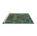 Sideview of Machine Washable Oriental Turquoise Industrial Area Rugs, wshurb2842turq