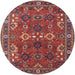 Round Machine Washable Industrial Modern Dark Almond Brown Rug, wshurb2842