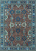 Machine Washable Oriental Light Blue Industrial Rug, wshurb2842lblu