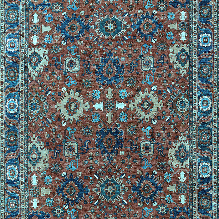 Machine Washable Oriental Light Blue Industrial Rug, wshurb2842lblu