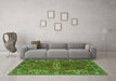 Machine Washable Oriental Green Industrial Area Rugs in a Living Room,, wshurb2842grn