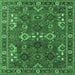 Square Machine Washable Oriental Emerald Green Industrial Area Rugs, wshurb2842emgrn