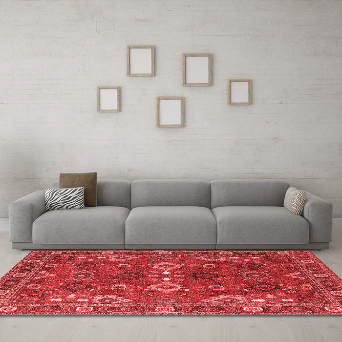Industrial Red Washable Rugs