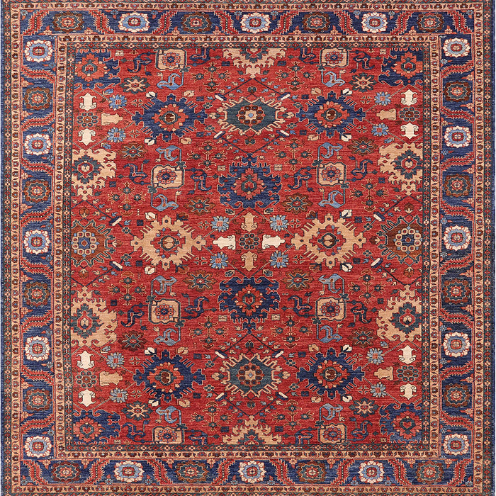 Square Machine Washable Industrial Modern Dark Almond Brown Rug, wshurb2842