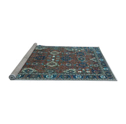 Sideview of Machine Washable Oriental Light Blue Industrial Rug, wshurb2842lblu