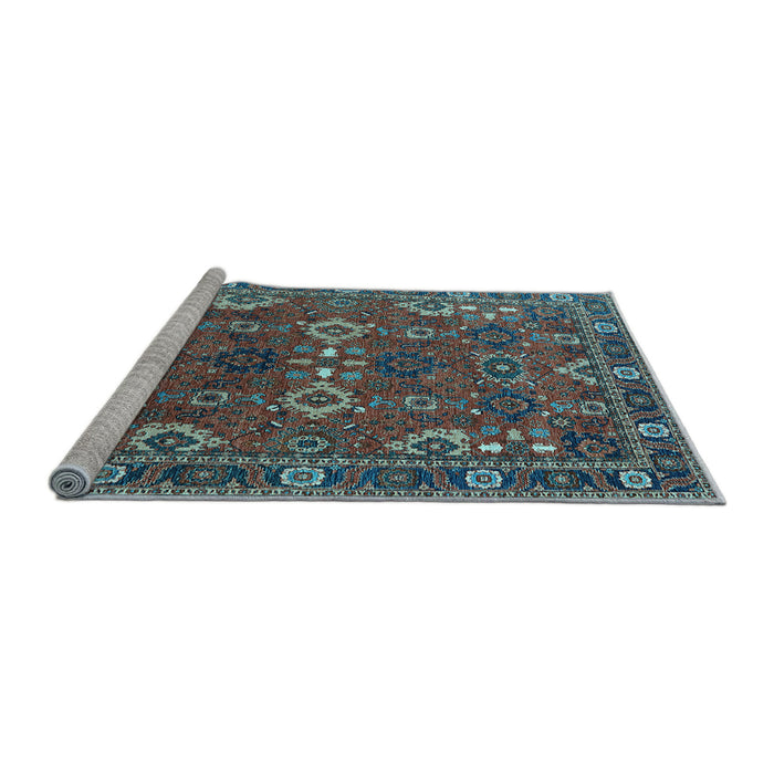 Sideview of Machine Washable Oriental Light Blue Industrial Rug, wshurb2842lblu