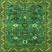 Square Machine Washable Oriental Green Traditional Area Rugs, wshurb2843grn