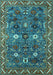 Machine Washable Oriental Turquoise Traditional Area Rugs, wshurb2843turq