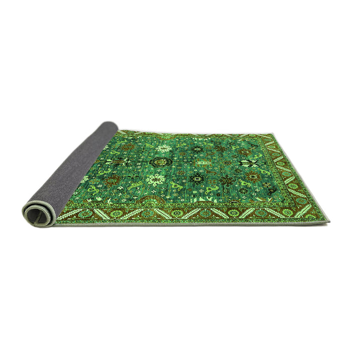 Sideview of Oriental Green Traditional Rug, urb2843grn