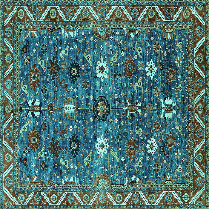Square Oriental Turquoise Traditional Rug, urb2843turq