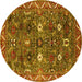 Round Oriental Yellow Traditional Rug, urb2843yw