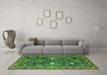 Machine Washable Oriental Green Traditional Area Rugs in a Living Room,, wshurb2843grn