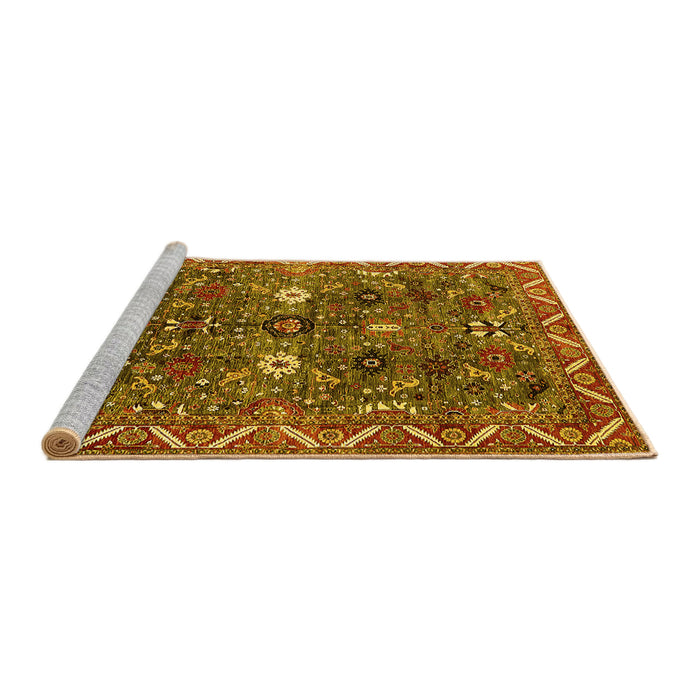 Sideview of Machine Washable Oriental Yellow Traditional Rug, wshurb2843yw