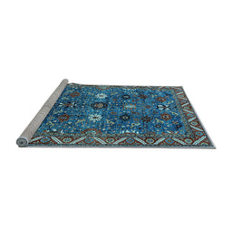 Sideview of Machine Washable Oriental Light Blue Traditional Rug, wshurb2843lblu