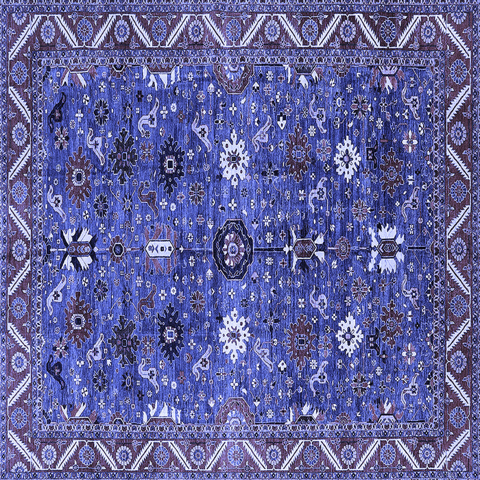 Square Machine Washable Oriental Blue Traditional Rug, wshurb2843blu