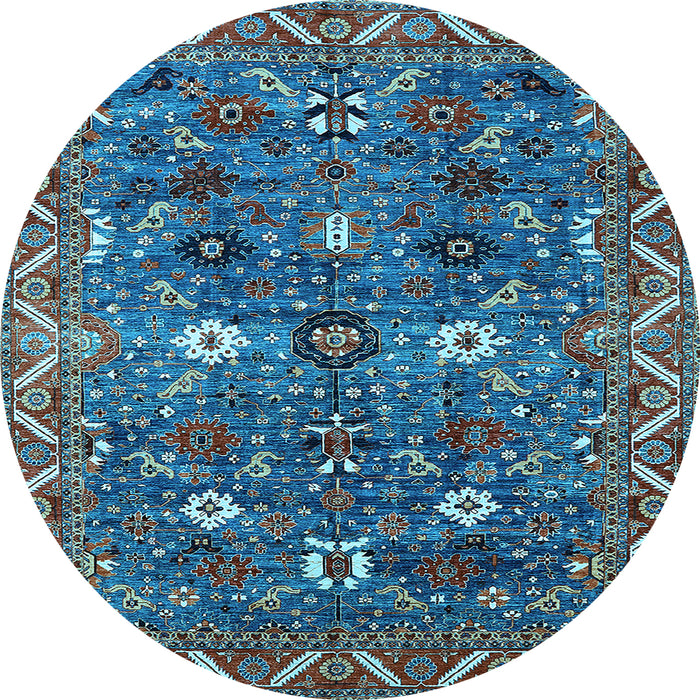 Round Oriental Light Blue Traditional Rug, urb2843lblu