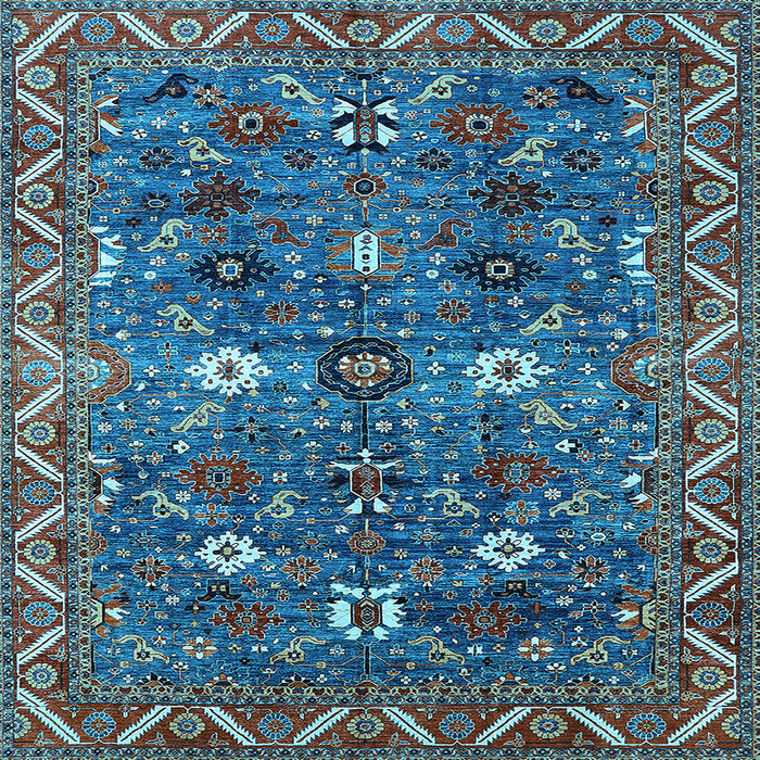 Square Oriental Light Blue Traditional Rug, urb2843lblu