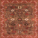 Square Machine Washable Oriental Orange Traditional Area Rugs, wshurb2843org