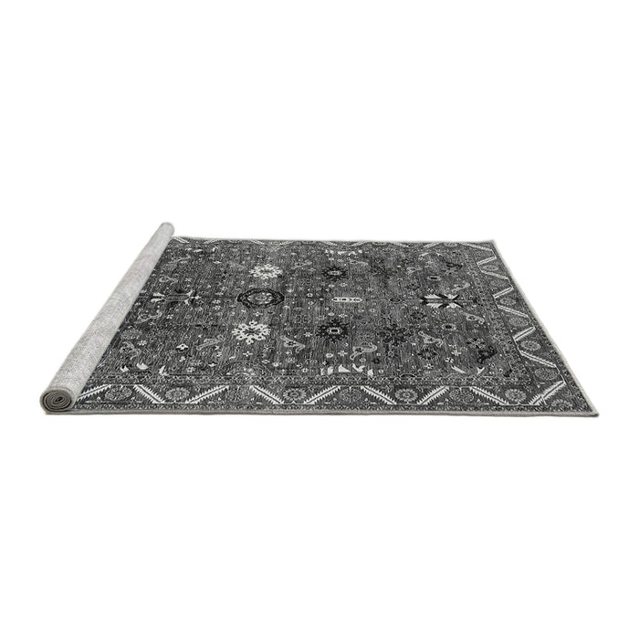 Sideview of Machine Washable Oriental Gray Traditional Rug, wshurb2843gry
