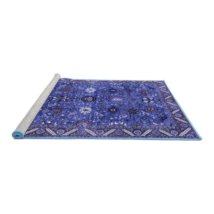 Sideview of Machine Washable Oriental Blue Traditional Rug, wshurb2843blu