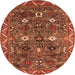 Round Oriental Orange Traditional Rug, urb2843org